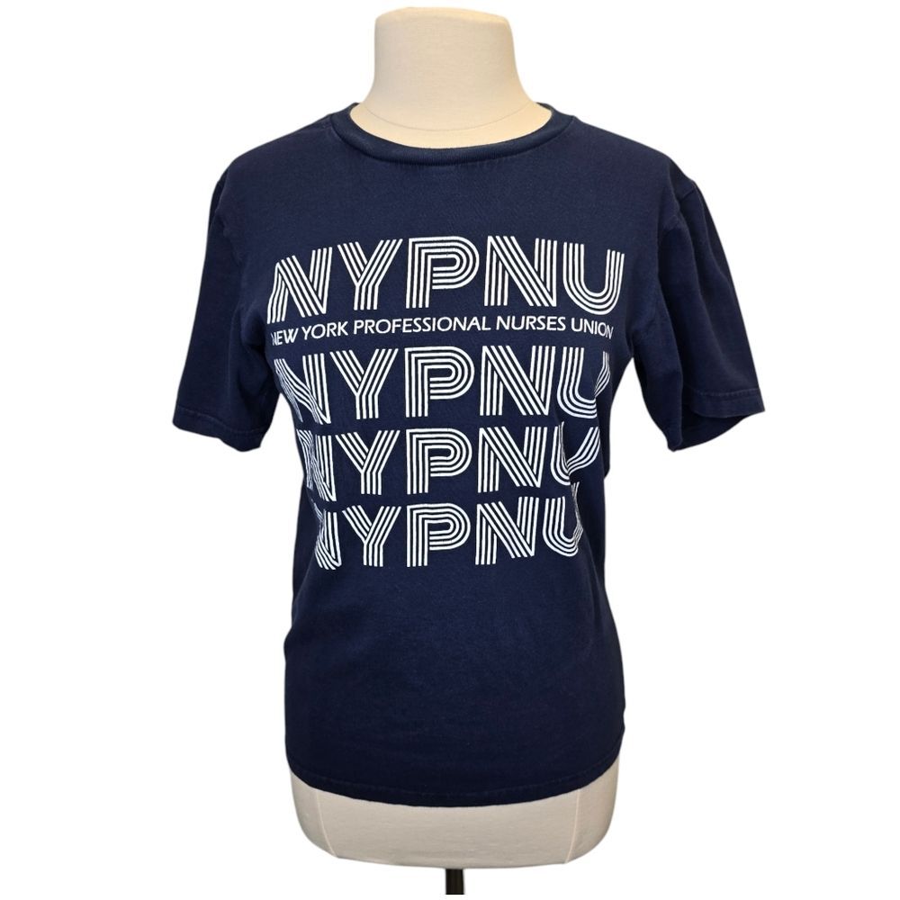 NYPNU New York Professional Nurses Union Womens S Blue Cotton Short Sleeve Shirt